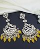 I Jewels Gold Plated Traditional Kundan & Pearl Dangle Chandbali Earrings For Women - Yellow