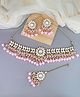 I Jewels Gold Plated Kundan Pearl Choker Necklace Set For Women - Pink