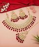 I Jewels Gold Plated Kundan & Pearl Choker Necklace Set For Women - Maroon