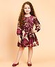 Little Marine Three Fourth Puffed Sleeves Abstract  Printed Dress - Multi Colour