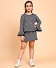 Little Marine Cotton Full Sleeves Abstract Printed Fit & Flare Dress - Black & White