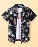 Pine Kids Viscose Woven Half Sleeves Floral Printed Shirt with T-Shirt - Blue & Black