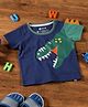 3PIN Cotton Half Sleeves Dragon Printed Tee - Navy Blue