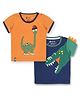 3PIN Cotton Pack Of 2 Half Sleeves Dinosaur Printed Design - Orange & Blue