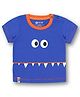 3PIN Cotton Half Sleeves Monster Printed Tee - Blue