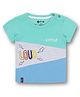 3PIN Cotton Half Sleeves Loud Text Printed - Bermuda Blue