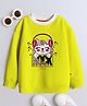 3PIN Cotton Full Sleeves Kitten Printed Sweatshirts - Yellow