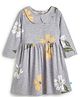 JusCubs Cotton Full Sleeves Floral Printed Dress - Grey