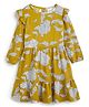 JusCubs Cotton Full Sleeves Floral Printed Dress - Yellow