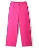Primo Gino 100% Cotton Woven Full Length Flared Solid Trouser - Dark Pink