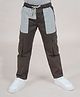 Kiddopanti Cotton Full Length Contrast Patch Pocket Cargo Pant With Elasticated Drawstring - Military Green & Light Green