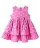 Babyhug Cotton Woven Sleeveless Frock With Bow Applique & Heart Print - Pink