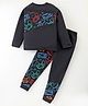 Unicorns Cotton Full Sleeves Gaming Consoles Printed Coordinating Tee & Pajama Set - Black