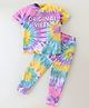 Unicorns Cotton Half Sleeves Text Printed Tie Dye Coordinating Tee & Pajama Set - Multi Colour