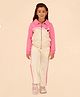 Cutecumber Full Sleeves Colour Blocked & Cable Knit Coordinating Track Suit set - Cream