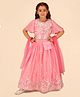 Cutecumber Organza Half Bell Sleeves Floral Embroidered & Sequins Embellished Lehenga Choli With Dupatta & Detachable Bag Set - Pink