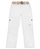 CAVIO Cotton Dont Stop Text Printed Cargo Trousers With Belt - White