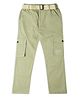 CAVIO Cotton Dont Stop Text Printed Cargo Trousers With Belt - Light Green