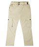 CAVIO Cotton Dont Stop Text Printed Cargo Trousers With Belt - Cream