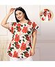 Zelena 100% Cotton Half Sleeves Floral Printed Zipless Feeding Top With Buttons - Multi Colour