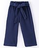 CrayonFlakes Fleece Solid Belt Attached Pant - Navy Blue