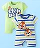 Babyhug Disney Interlock Knit Half Sleeves Rompers With Chip N Dale Graphics Pack of 2 - Light Green & White