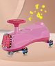 Kids Swing Car With Light & Music Fully Assembled| Easy to Handle| Built for Rough Play| Encourages Physical Activity| Smooth PU Wheels - Pink