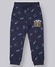 Plum Tree Cotton Dinosaurs & Space Theme Printed Joggers - Navy Blue