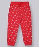 Plum Tree Cotton Floral Printed Joggers - Red