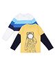 Plum Tree Pack Of 2 Cotton Full Doctor Sleeves Astronaut Printed & Striped Tees - Yellow & White