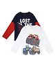 Plum Tree Pack Of 2 Cotton Full Doctor Sleeves Vehicle & Text Printed Tees - White & Black