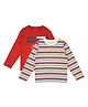 Plum Tree Pack Of 2 Cotton Striped & Future Awesome Text Printed Tees - Red & Striber