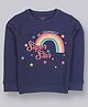 Plum Tree Cotton Full Sleeves Be Yourself Text Glitter Printed Sweatshirt - Navy Blue