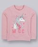 Plum Tree Cotton Full Sleeves Unicorn Glitter Printed Sweatshirt - Pink