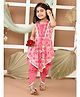 LIL PITAARA Pure Cotton Sleevesless Floral Printed & Gota Lace & Tassel Embellished Kurta & Dhoti Set - Pink
