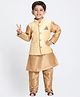 JBN Creation Full Sleeves Solid Kurta With Coordinating Pyjama & Zari Work Detailed Nehru Jacket Set - Gold