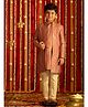 Vastaramay Solid Kurta & Pyjama With Full Sleeves Mirror Work Detailed Sherwani Set - Pink