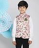 Vastramay Silk Sleeveless Floral Printed Nehru Jacket - Pink