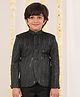 Vastramay Full Sleeves Criss Cross Foil Printed Jodhpuri Jacket - Black