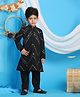 Vastramay Georgette Full Sleeves Mirror Work Detailed & Thread Word Embroidered Kurta & Pyjama Set - Black