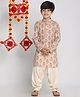 Vastramay Silk Full Sleeves Floral Printed Kurta & Patiala Set - Beige & Cream