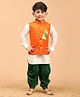 JBN Creation Republic Day Theme Full Sleeves Solid Kurta Patiala With Nehru Jacket Set - Orange & White
