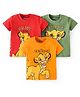 Babyhug Disney Single Jersey Knit Half Sleeves T-Shirts with Lion KIngs Graphics Pack of 3 - Red Yellow & Green