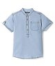 Pine Kids Denim Woven Half Sleeves Mandarin Collar Washed Shirt -  Blue