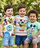 Babyhug Disney Single Jersey Knit Half Sleeves T-Shirt with Mickey & Friends Graphics Pack of 3 - White & Mint Green