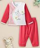 Nauti Nati Cotton Full Sleeves Bunny Patch Embroidered Colour Blocked Tee & Trousers Set - White