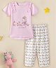 Nauti Nati Cotton Half Sleeves Floral Printed Top & Trousers Set - Pink