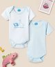 Nauti Nati Soft Cotton Pack Of 2 Half Sleeves Elephant Printed Striped Onesies - Blue