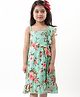 Babyhug Cotton Woven Sleeveless Frock with Floral Print - Mint