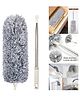 Paper Moon Long Handle Microfiber Feather Ceiling Duster For Dust Cleaning Extendable Pole For Cleaning High Cobweb Stick High Ceiling Fan for Home and Kitchen 1 Pcs - Grey